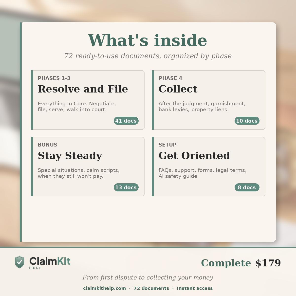 Complete Pack: California Small Claims Filing, Court and Collection Toolkit