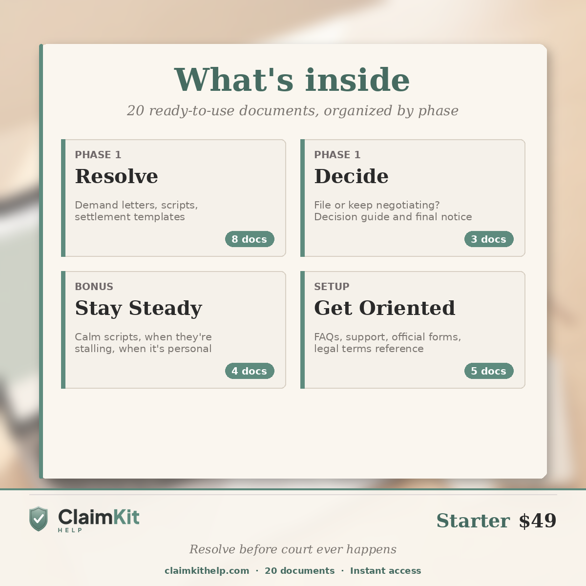 Starter Pack: California Small Claims Pre-Court Resolution Kit