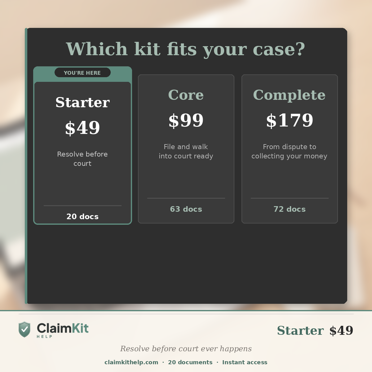Starter Pack: California Small Claims Pre-Court Resolution Kit