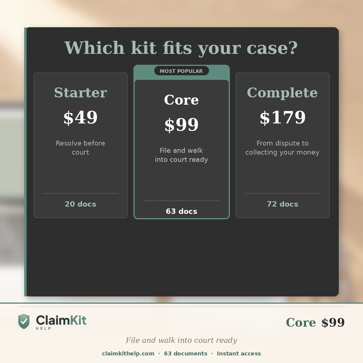 Core Pack: California Small Claims Filing & Court Day Toolkit