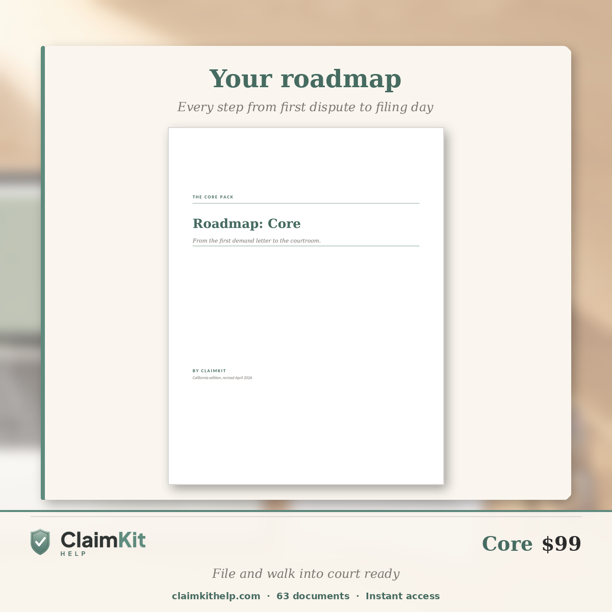 Core Pack: California Small Claims Filing & Court Day Toolkit