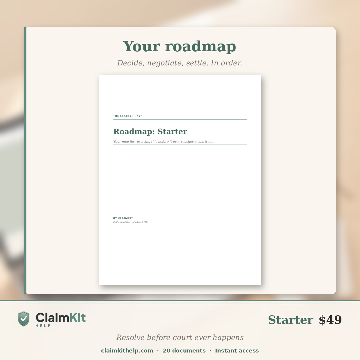 Starter Pack: California Small Claims Pre-Court Resolution Kit