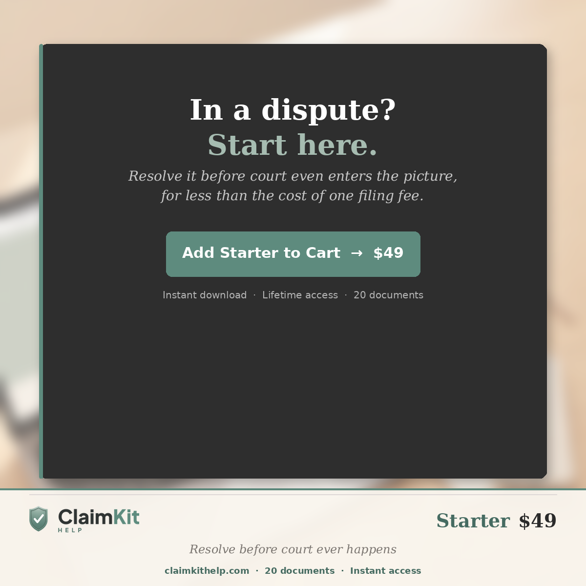 Starter Pack: California Small Claims Pre-Court Resolution Kit